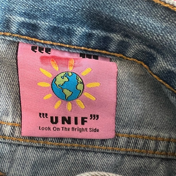 Unif Custon Hand Painted Reworked Straight Leg Acid Washed Jeans 27 Small Doodle - Picture 10 of 13